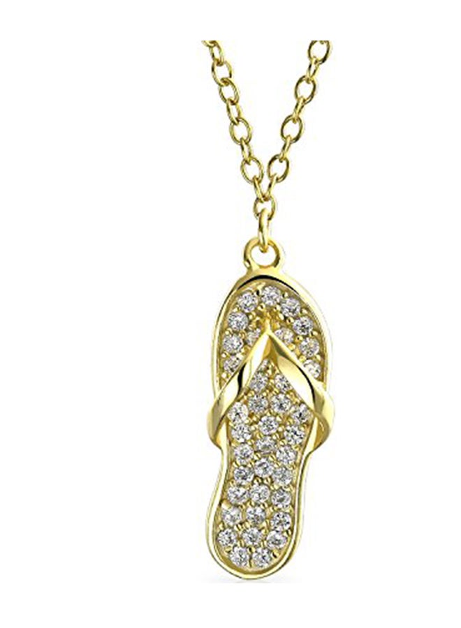 BLING JEWELRY - Gold Plated Flip Flop Pendant Necklace - Image 1