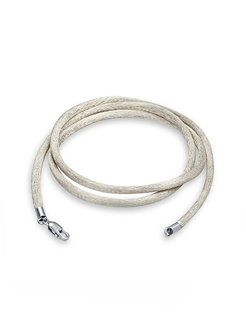 BLING JEWELRY - Silk Cord Silver Plated Lobster Claw Clasp Necklace - Image 1