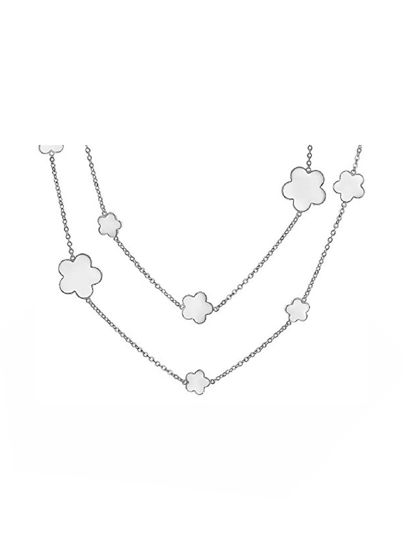 BLING JEWELRY Rhodium Plated Clover Flower Necklace With Enamel - Image 2