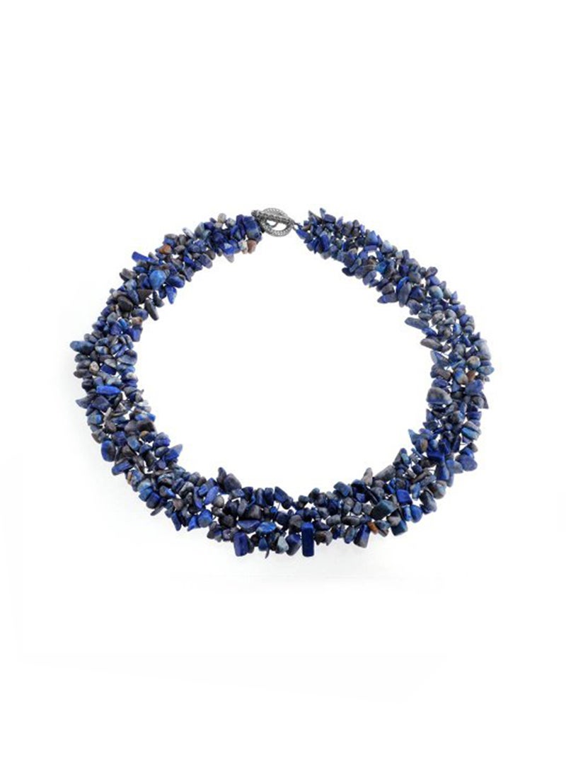 BLING JEWELRY Chunky Lapis Stone Chips Bib Necklace - Image 1
