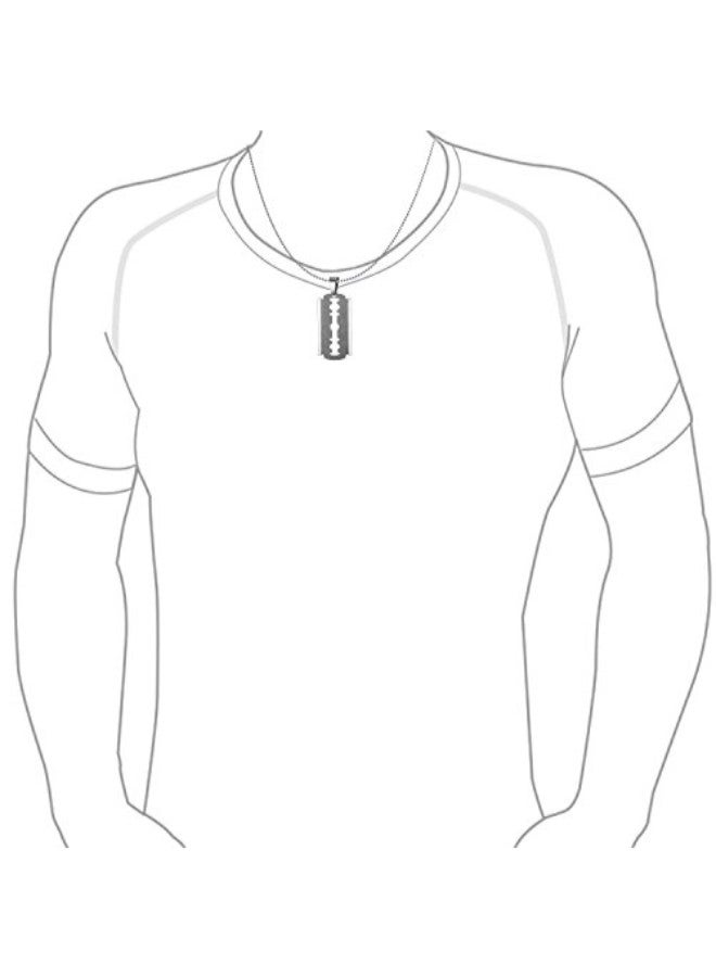 BLING JEWELRY Stainless Steel Dog Tag Razor Blade Pendant Necklace - Image 2