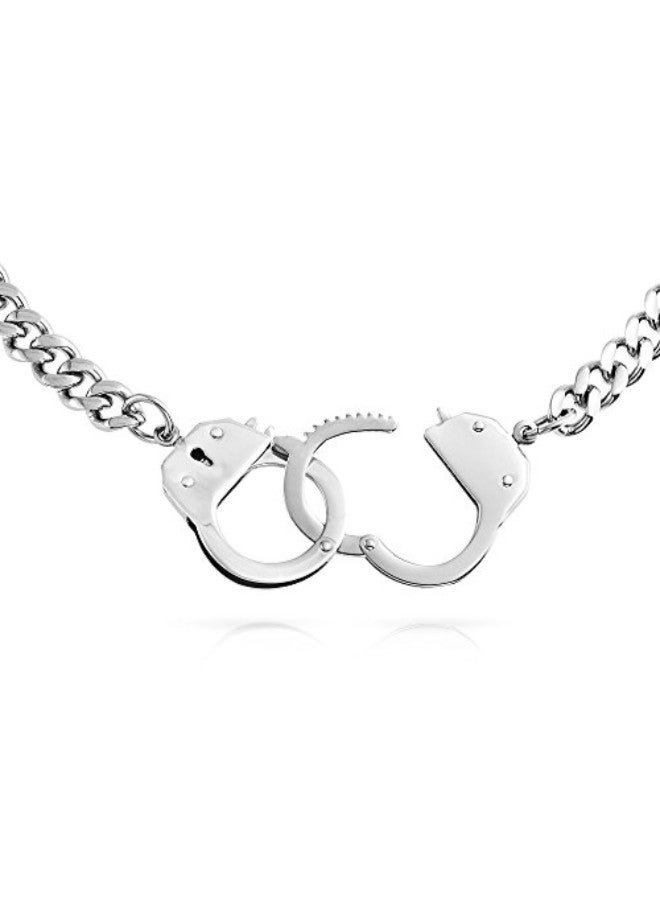 BLING JEWELRY Stainless Steel Secret Shades Polished Handcuff Pendant Necklace  - Image 2