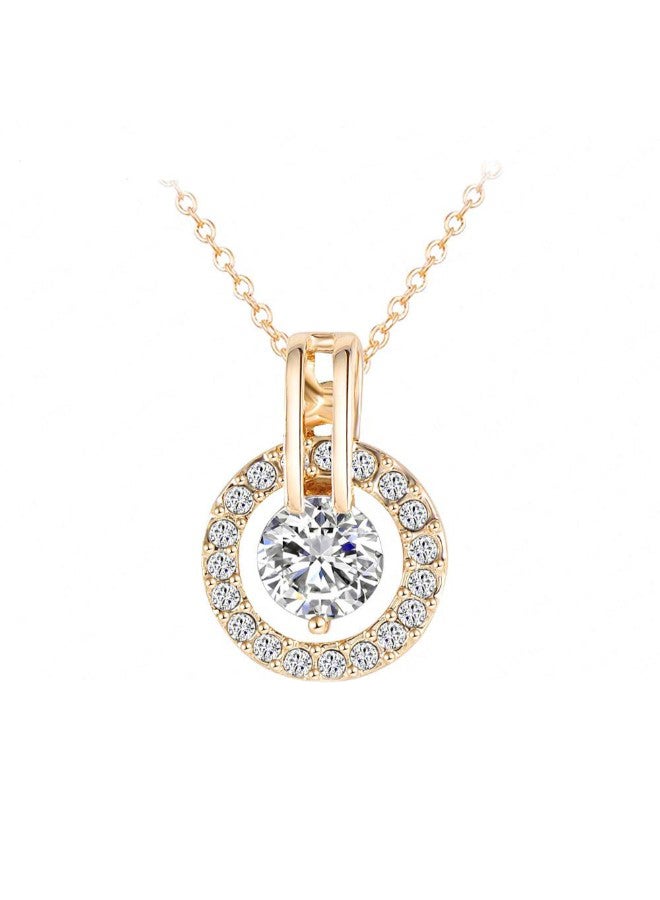 NYKKOLA - 18 Karat Gold Plated Austrian Crystal Circle Pendant Necklace - Image 1