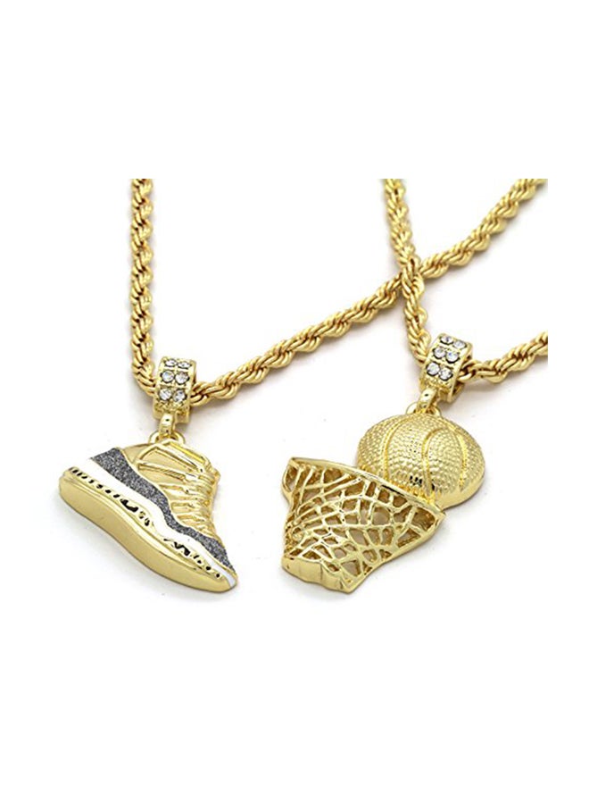 L & L Nation - Gold Plated Brass Rope Chain Pendant Necklace With Zirconia - Image 1