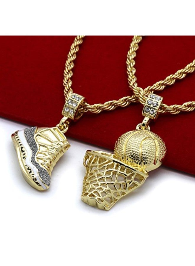 L & L Nation - Gold Plated Brass Rope Chain Pendant Necklace With Zirconia - Image 1