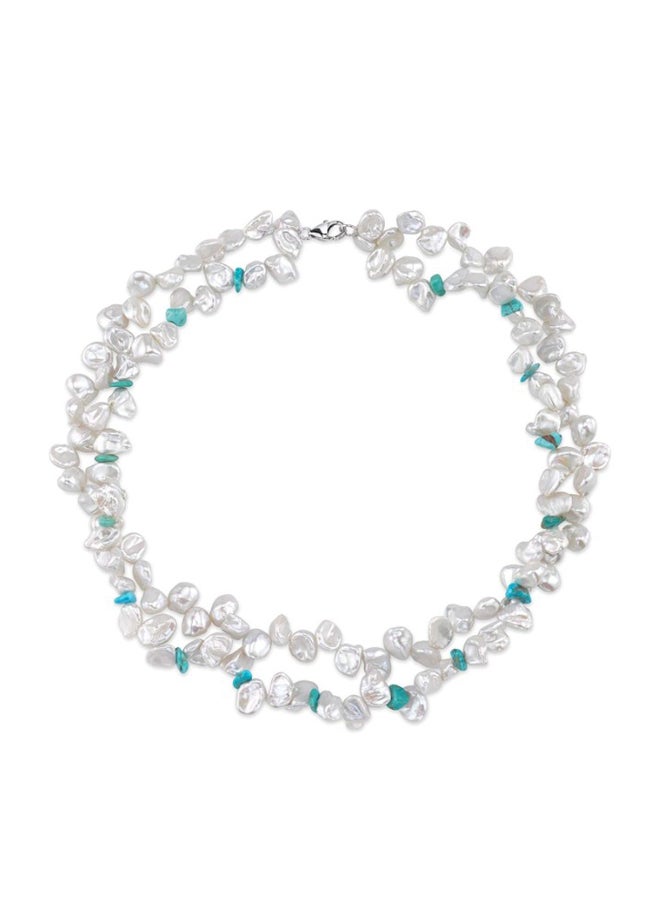 The Pearl Source 925 Sterling Silver Chain Necklace With Pearl 
