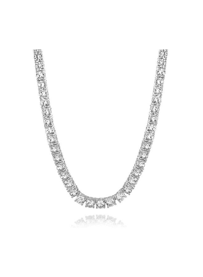 18 Karat Rhodium Plated Brass Tennis Necklace With Zircon - v1552134779/N21642133A_1