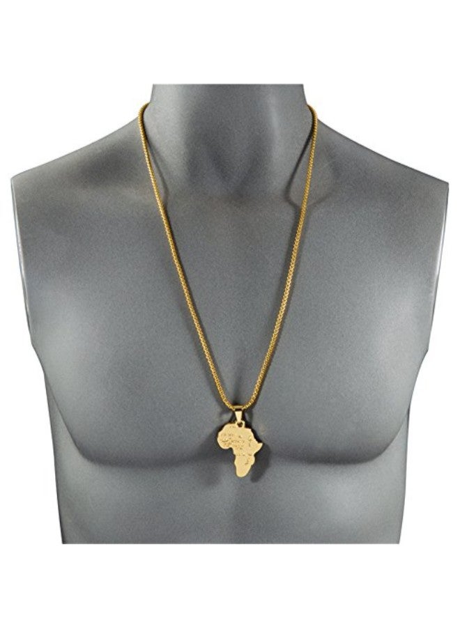 TIDOO 18 Karat Gold Plated Hip Hop Map Of Africa Pendant Necklace - Image 1