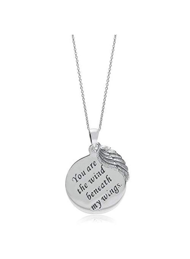 Silvershake 925 Sterling Silver You Are The Wind Beneath My Wings Pendant Necklace  - Image 1