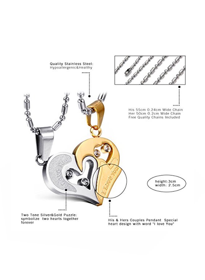 Oidea Stainless Steel Heart Shaped Pendant Necklace - Image 2