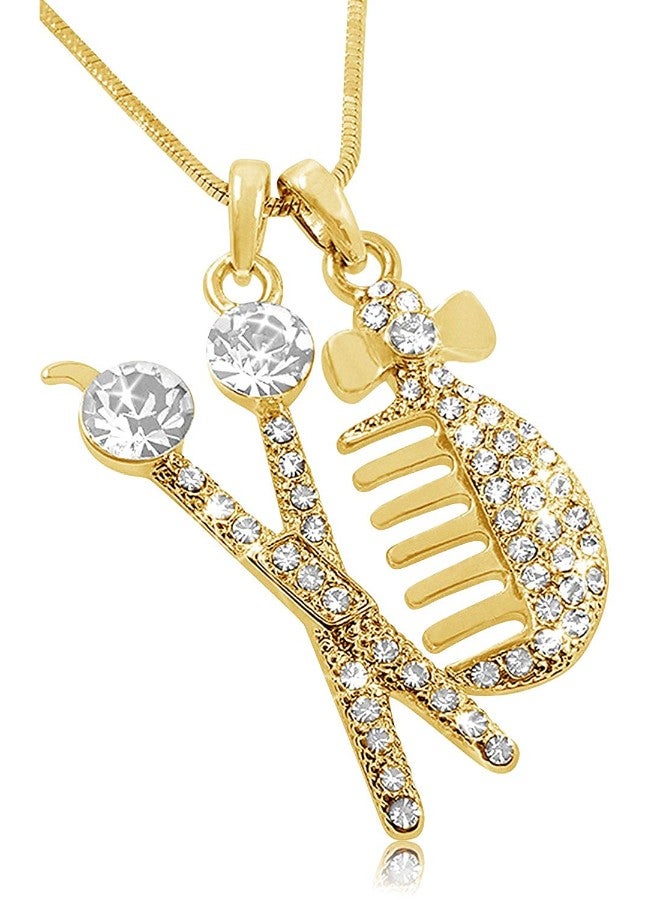 غلام قلادة بحلية على شكل مقص حلاق ومشط