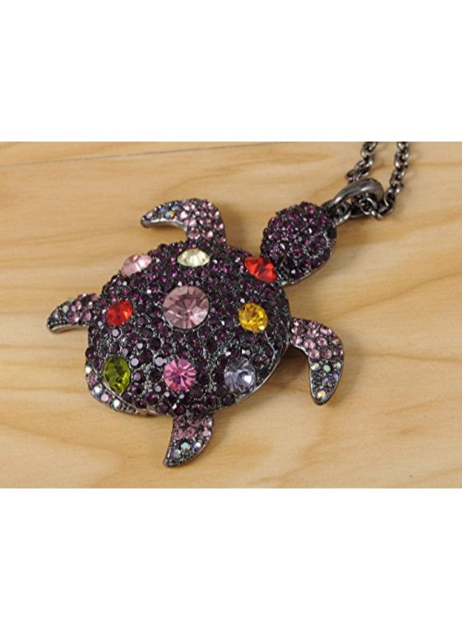 Alilang Tortoise Pendant Necklace With Crystal  - Image 2