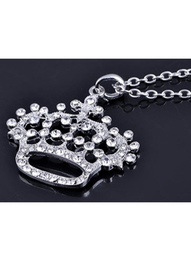 Alilang Silvery Tone Princess Pendant Necklace With Rhinestones  - Image 2