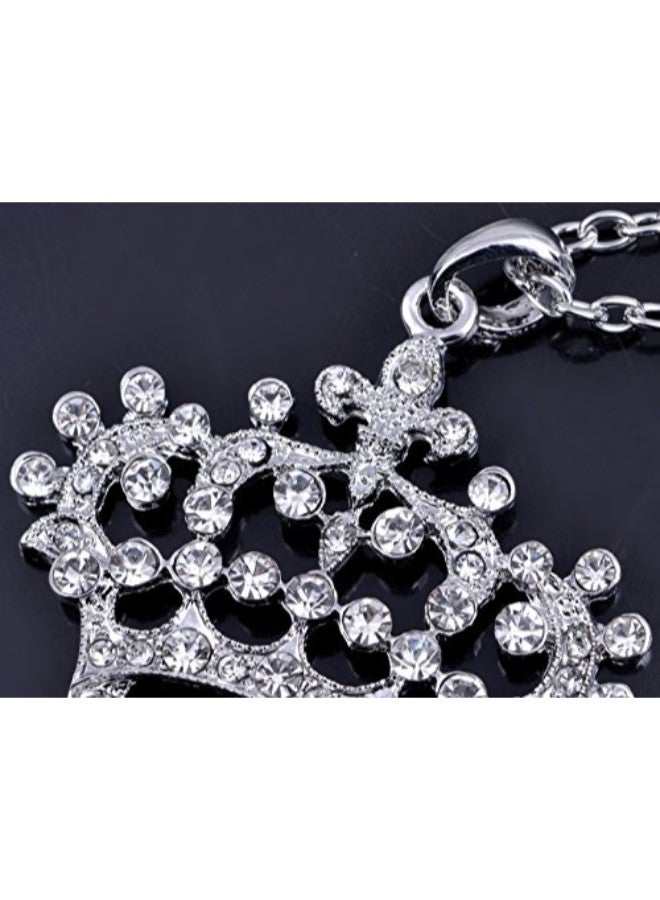 Alilang Silvery Tone Princess Pendant Necklace With Rhinestones  - Image 4