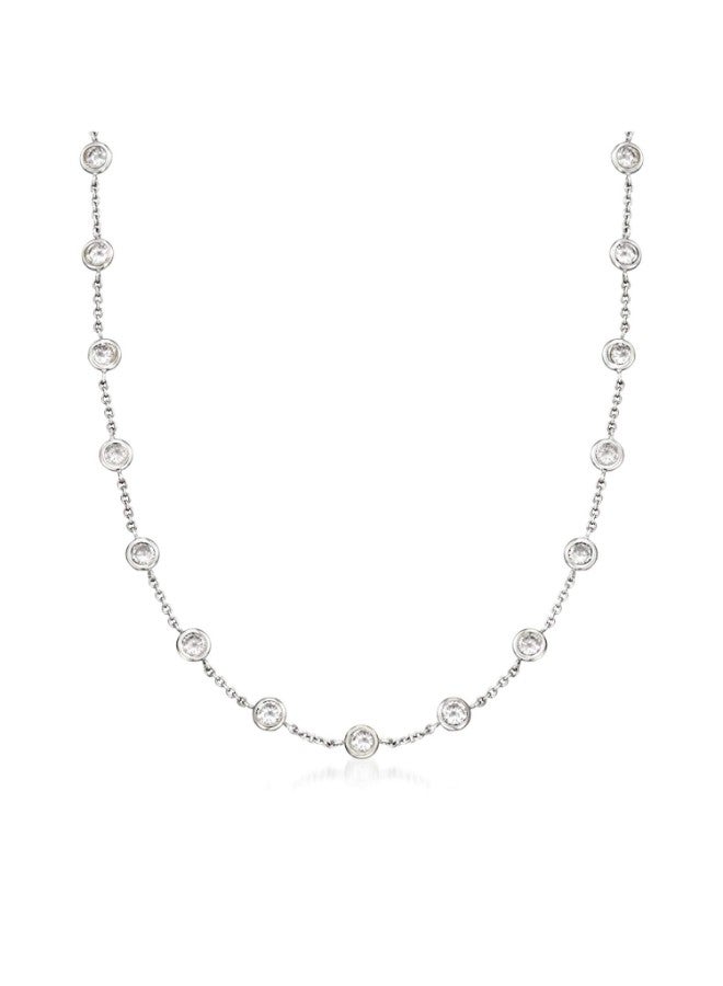ROSS-SIMONS 925 Sterling Silver Chain Necklace With Cubic Zirconia  - Image 1