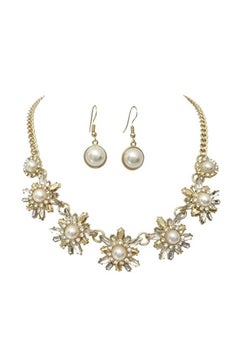 Brass Chain Necklace And Earring Set