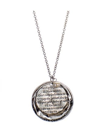 Silver Tone Brass Round Pendant Chain Necklace - v1552139403/N21648341A_1