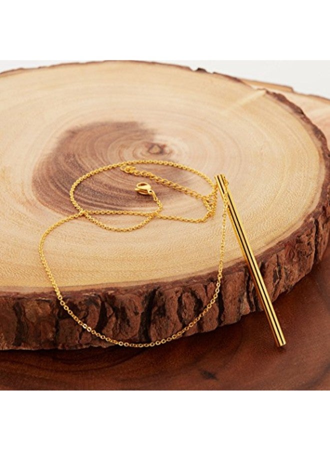 ELYA Jewelry Stainless Steel Polished Bar Pendant Necklace - Image 4