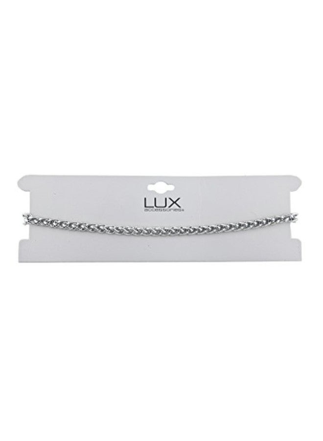 Lux Accessories - Silver Tone Brass Chain Necklace - Image 1