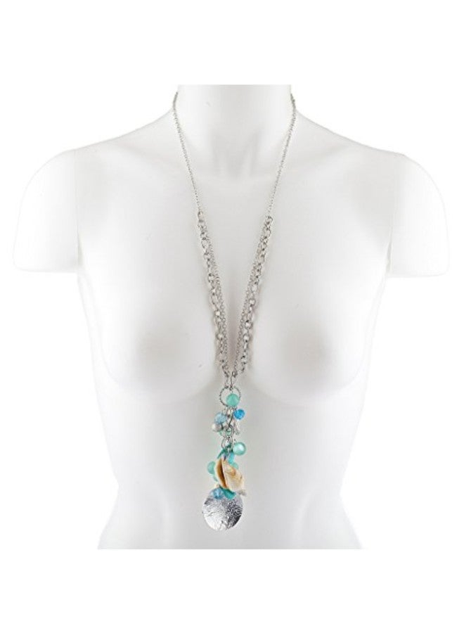 Lux Accessories - Silver Tone Brass Charm Pendant Necklace - Image 1