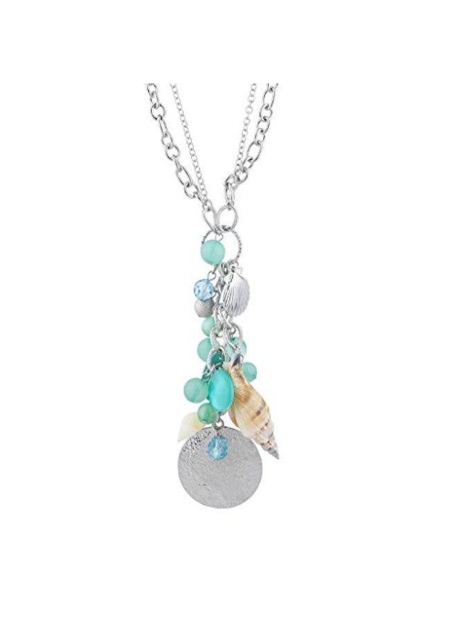 Lux Accessories - Silver Tone Brass Charm Pendant Necklace - Image 1