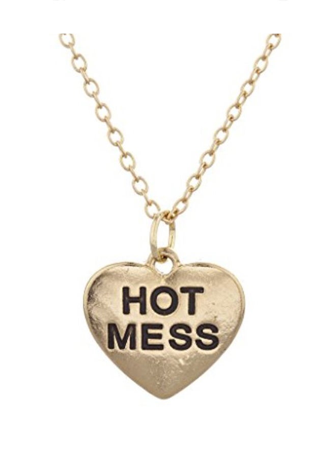 Lux Accessories - Brass Heart Shaped Pendant Necklace - Image 1