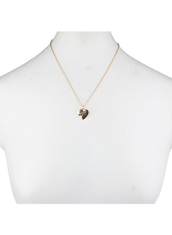 Lux Accessories - Brass Heart Shaped Pendant Necklace - Image 1