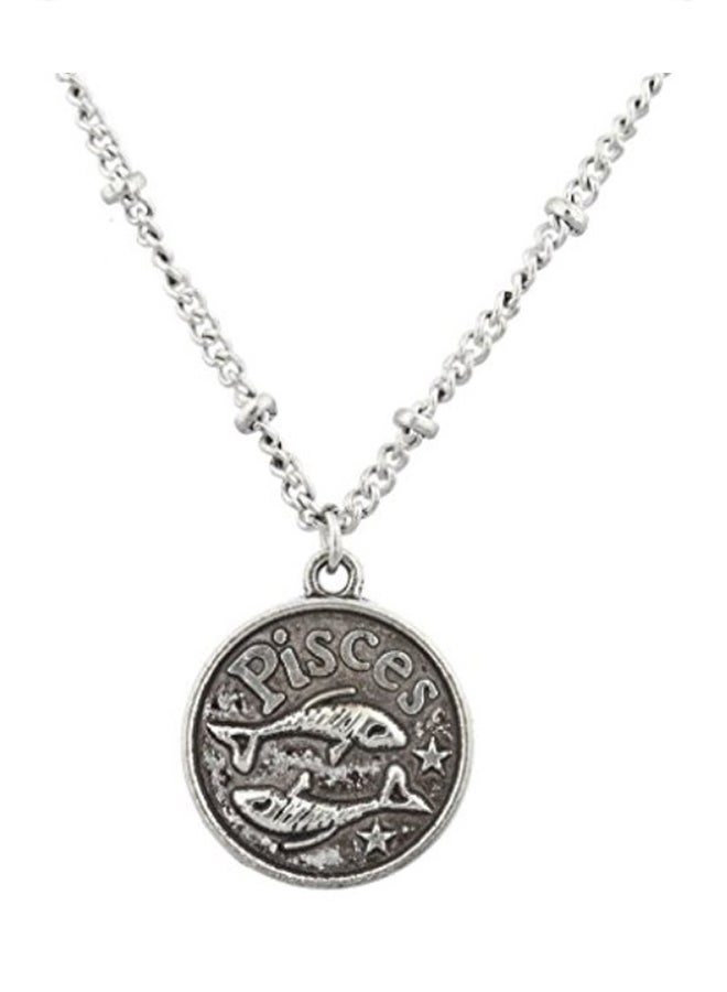 Lux Accessories - Silver Tone Brass Charm Pendant Necklace - Image 1