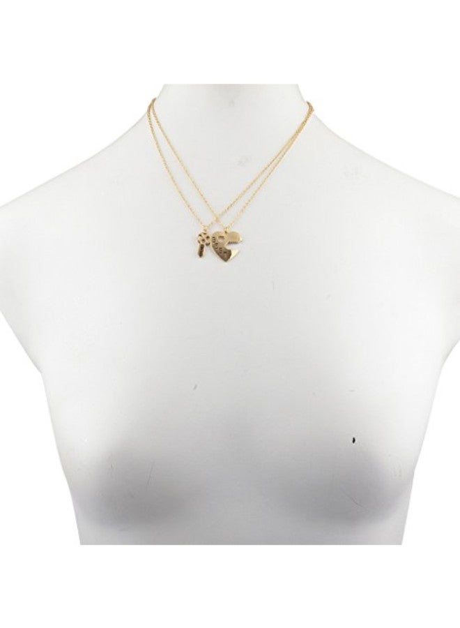 Lux Accessories Brass Heart Shaped Pendant Necklace - Image 2