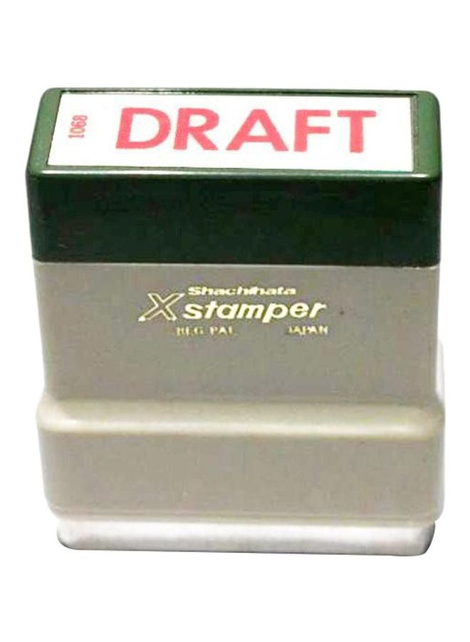 ختم مزود بحبر لعبارة «Draft» بيج/أسود/أحمر