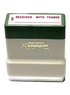 Xstamper Pre-Inked 1111 Received With Thanks Stamp Beige/Black/Red 