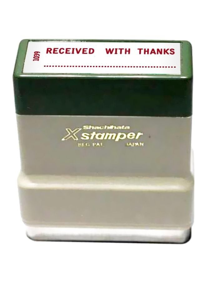 Xstamper Pre-Inked 1111 Received With Thanks Stamp Beige/Black/Red 