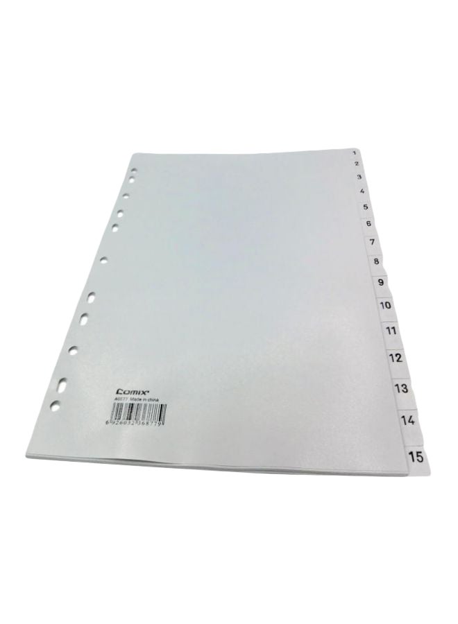 كوميكس مجلد ب 15 تبويب لتقسيم الورق مقاس A4 رمادي