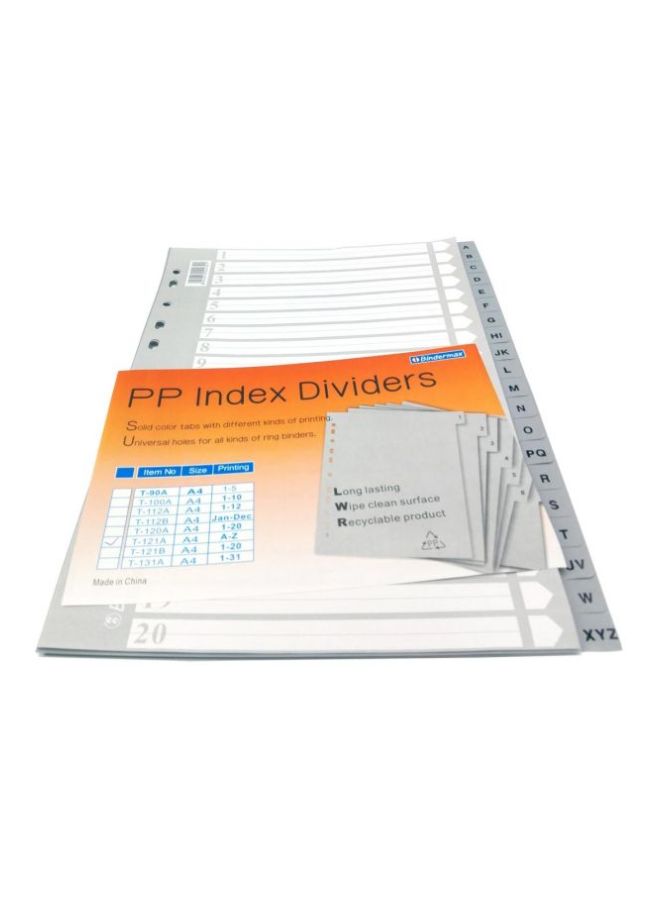 بيندرماكس مقسّم فهرس من مادة البولي بروبيلين أبيض/رمادي