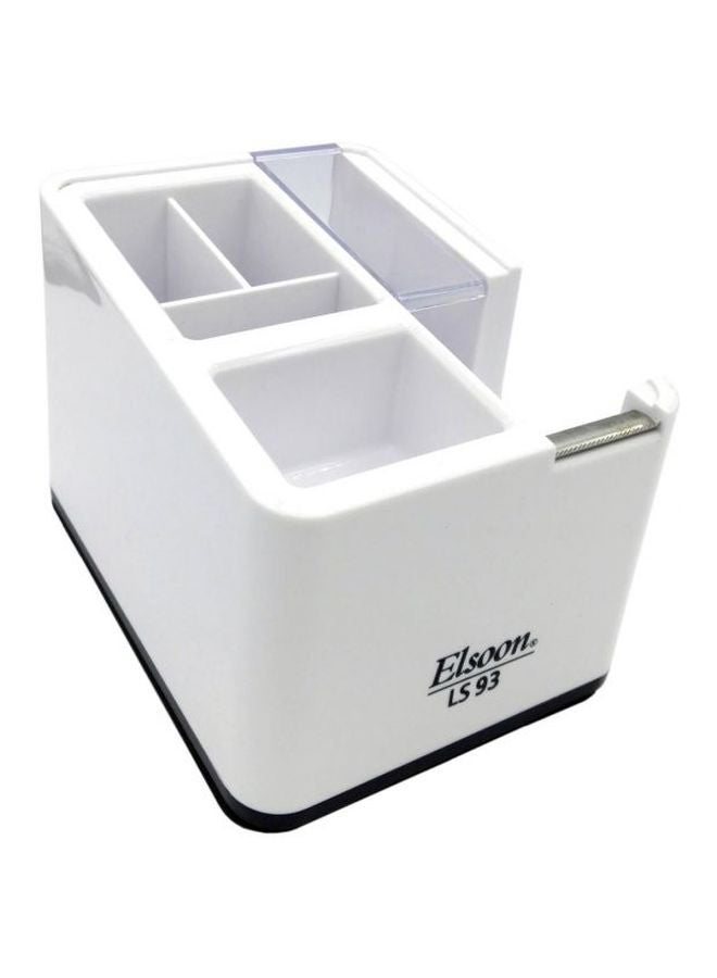 Elsoon Desk Organizer With Tape Dispenser White/Black