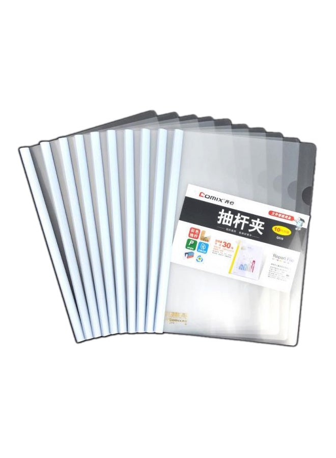COMIX 10-Piece Report Cover File Folder Set Black/Clear/White 