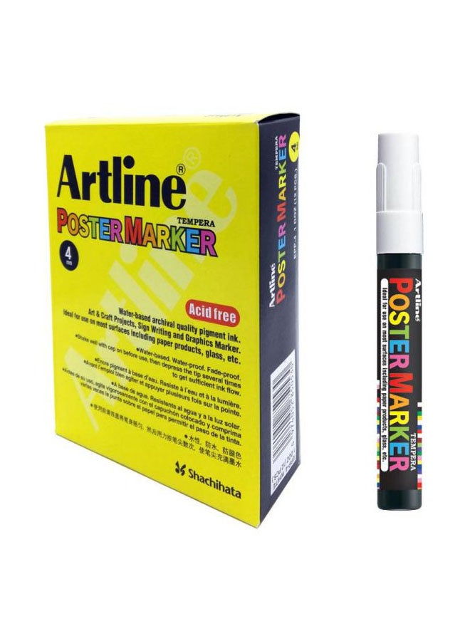 مجموعة أقلام ماركر تمبرا للملصقات مكونة من 12 قلماً أبيض/أسود