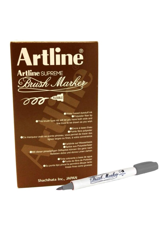 12-Piece Supreme Brush Marker Grey/White