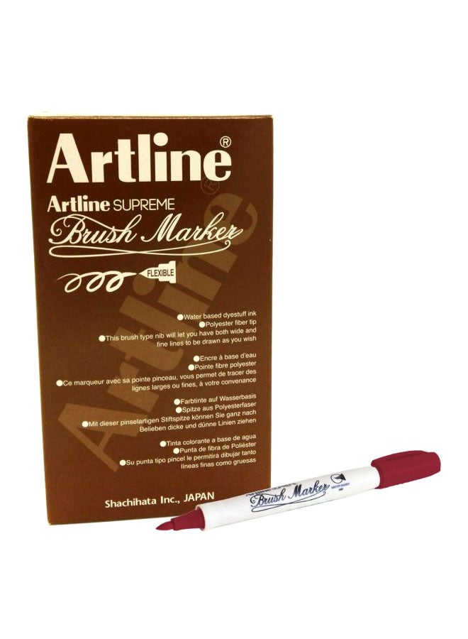 12-Piece Supreme Brush Marker Dark Red/White