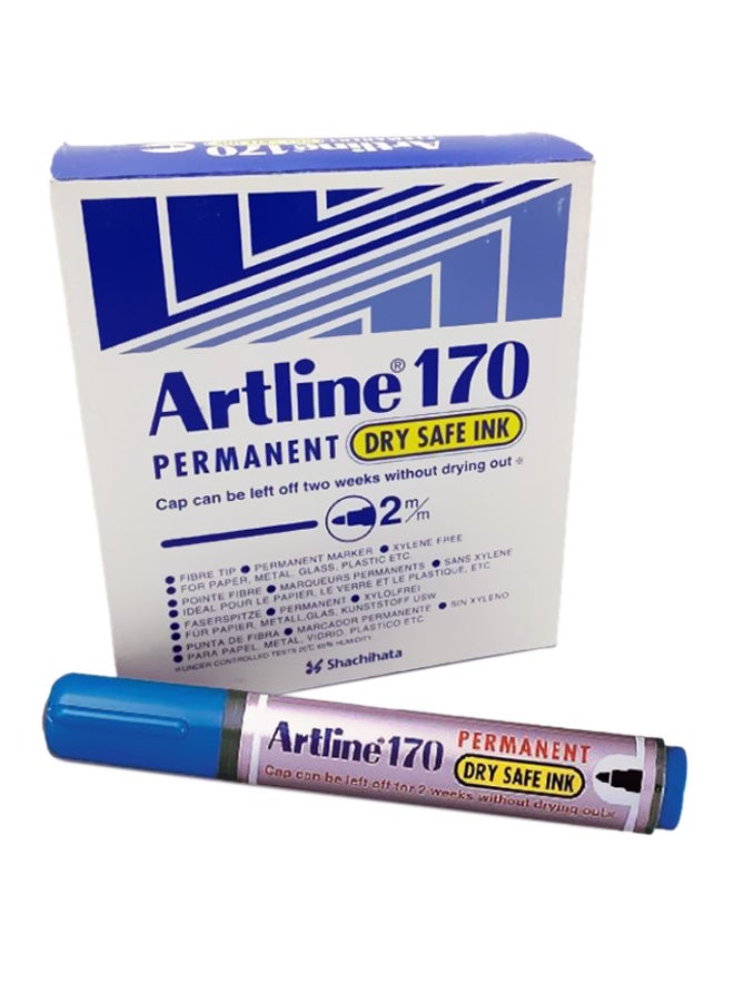 12-Piece Permanent Marker Blue/Silver