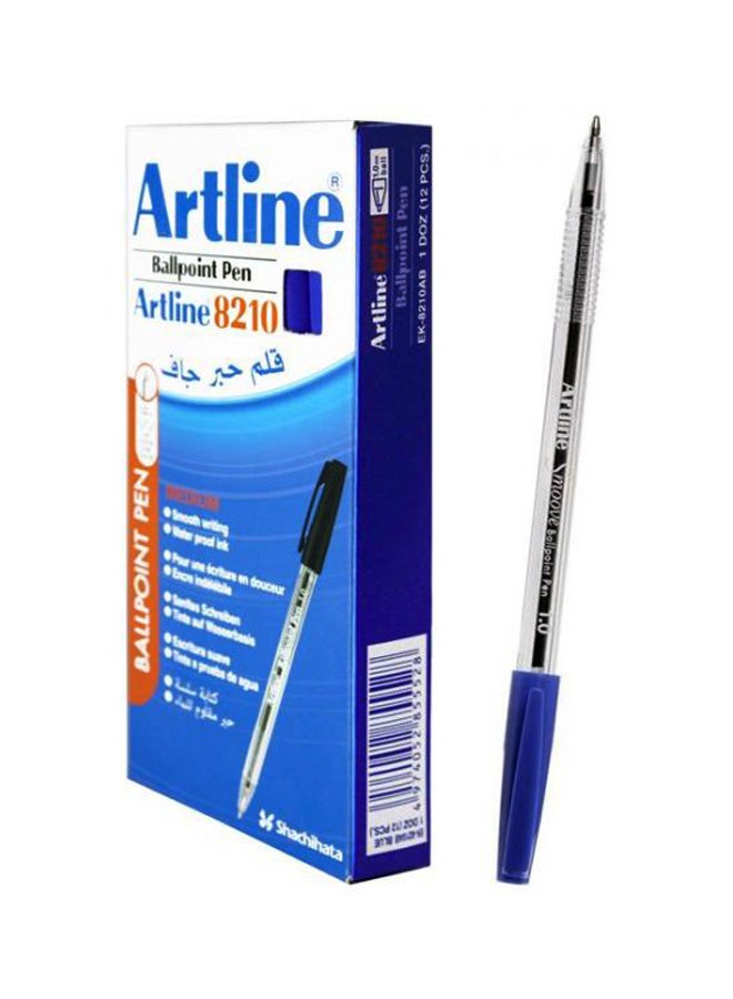 Pack of 12 Ballpoint Pen Blue/Clear