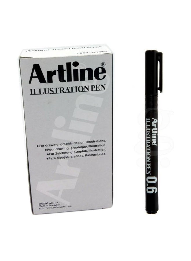 12-Piece Illustration Pens Black