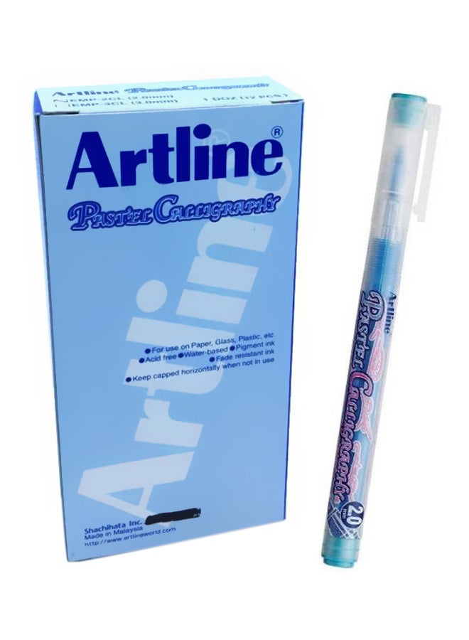 12-Piece Pastel Calligraphy Pens Blue