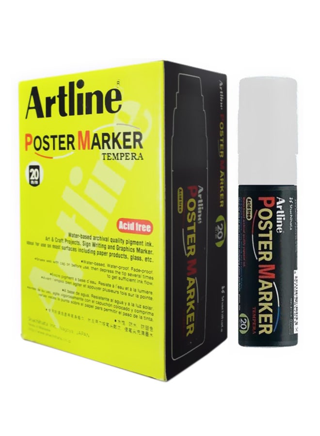 6-Piece Tempera Poster Markers White