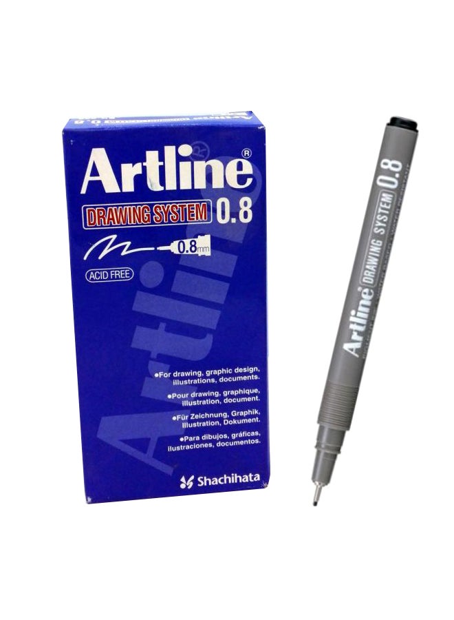 مجموعة أقلام رسم خاصة بالأنظمة من 12 قلماً أسود