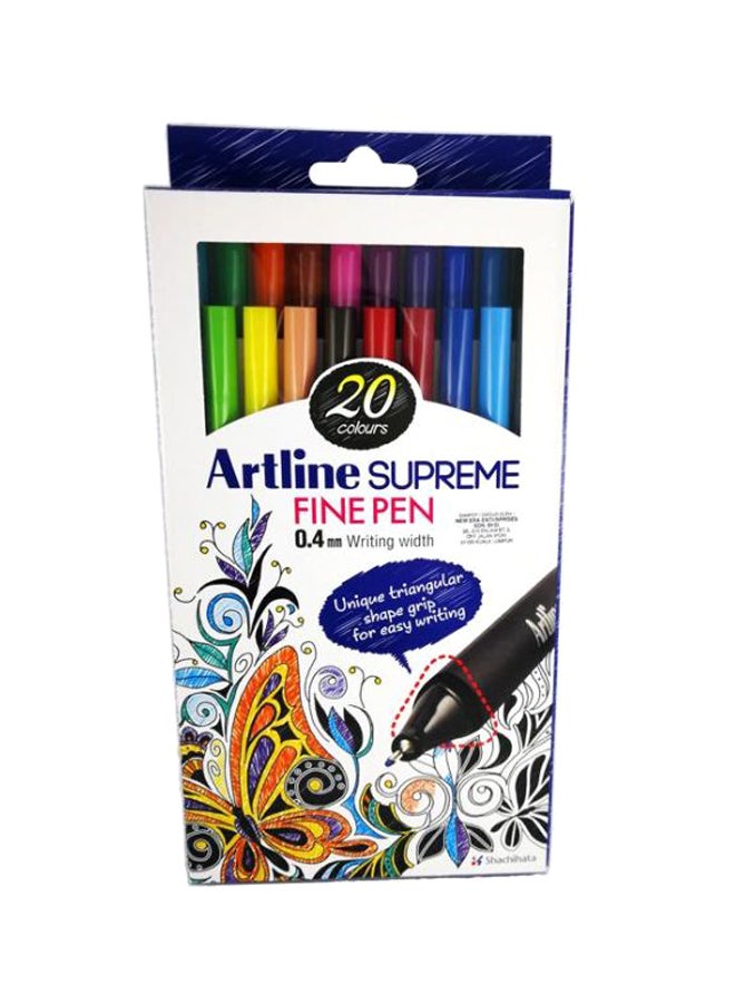 أقلام رفيعة فاخرة من 20 قطعة أصفر/أخضر/أسود