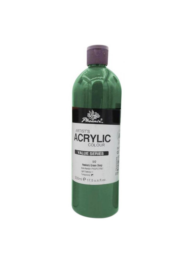 Phoenix Phoenix ACRYLIC Artist's Colour 500ML, Hookers Green Deep 512 Hookers Green Deep 