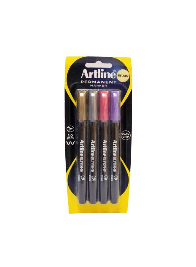 Artline 4-Piece Permanent Marker Gold/Red/Purple 