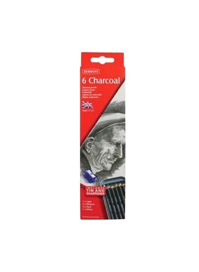 6-Piece Charcoal Pencil Set Black