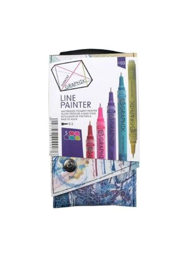 5-Piece Graphik Line Painter Green/Pink/Blue